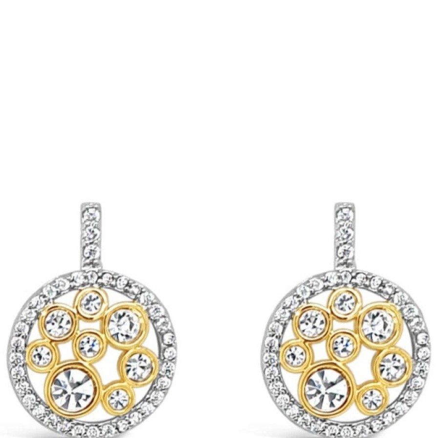 Absolute Absolute Two Tone Crystal Design Drop Earrings Wholesale