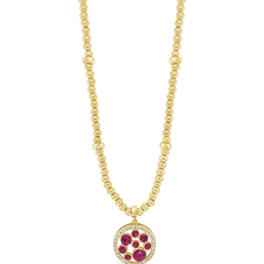 Absolute Absolute Gold & Pink Crystal Pendant Beaded Necklace Best