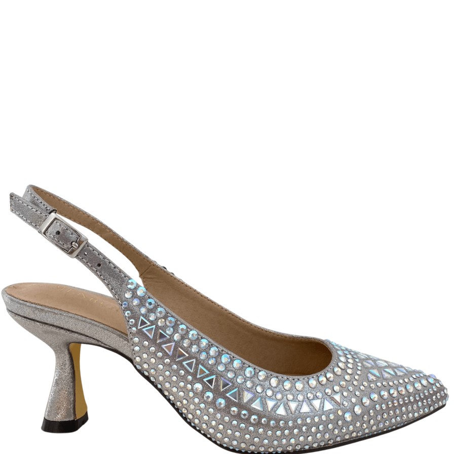 Menbur Menbur Silver Jewelled Sling Back Court Shoes Hot