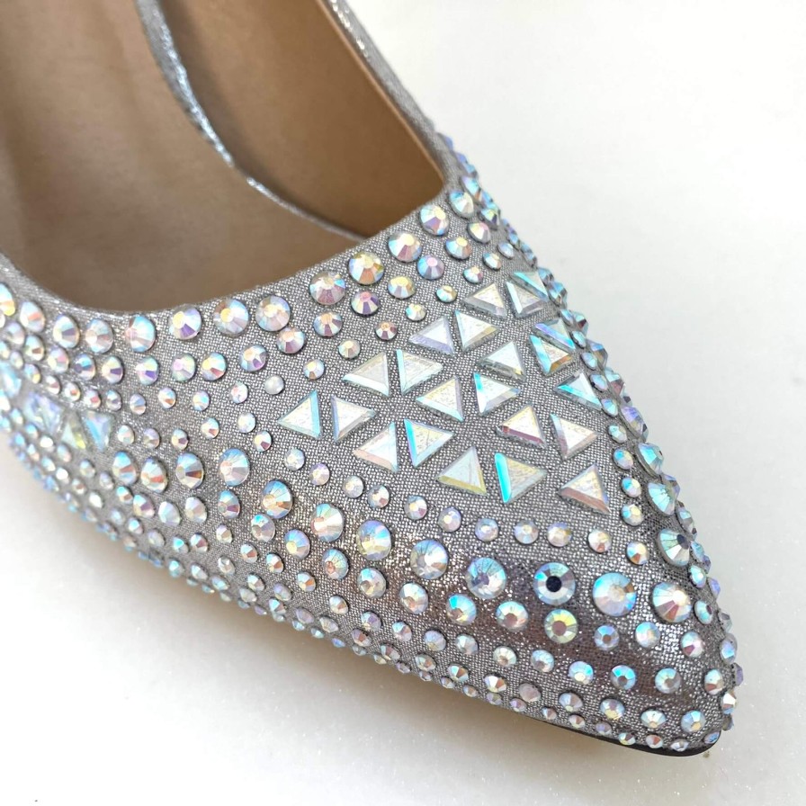 Menbur Menbur Silver Jewelled Sling Back Court Shoes Hot