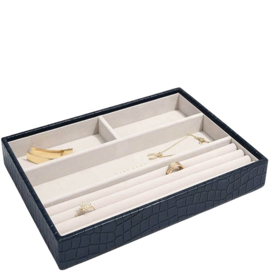 Stackers Stackers Classic Jewellery Box (Ring & Bracelet Layer) - Navy Croc Wholesale