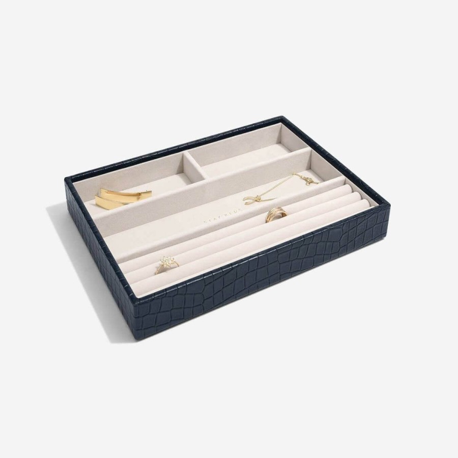 Stackers Stackers Classic Jewellery Box (Ring & Bracelet Layer) - Navy Croc Wholesale