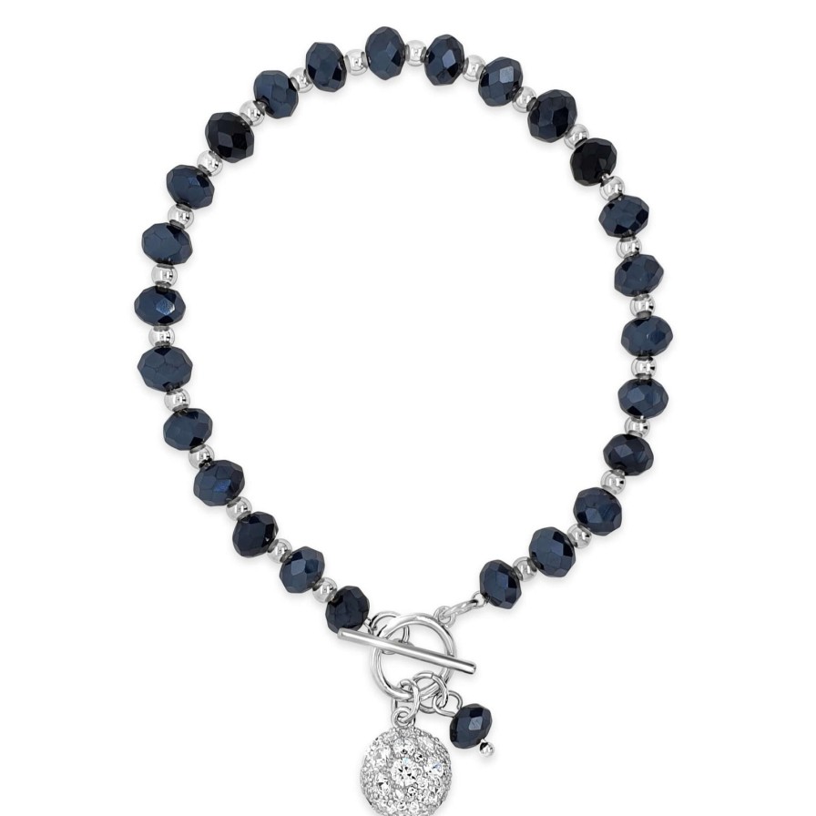 Absolute Absolute Silver Navy Blue Tbar Bracelet Wholesale