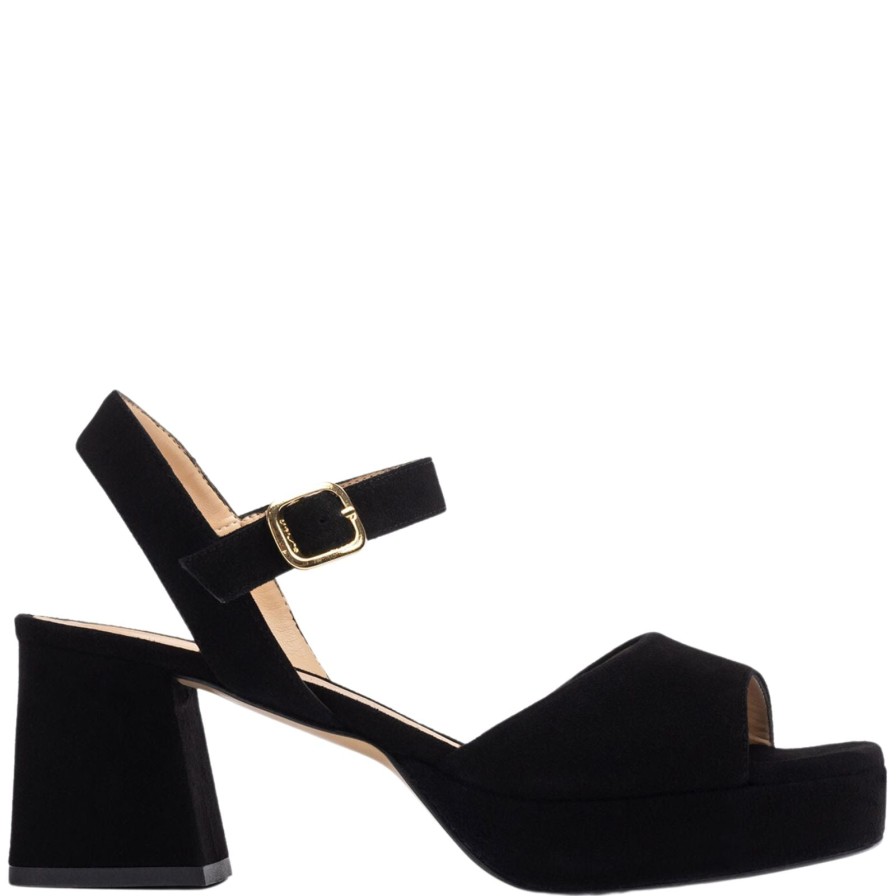 Unisa Unisa Ney Black Suede Small Heel Platform Sandals Online