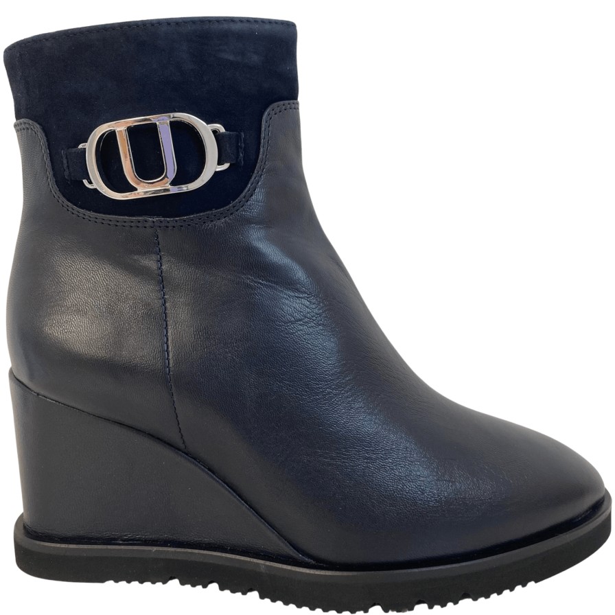 Unisa Unisa Urna Navy Suede & Leather Wedge Boots Online