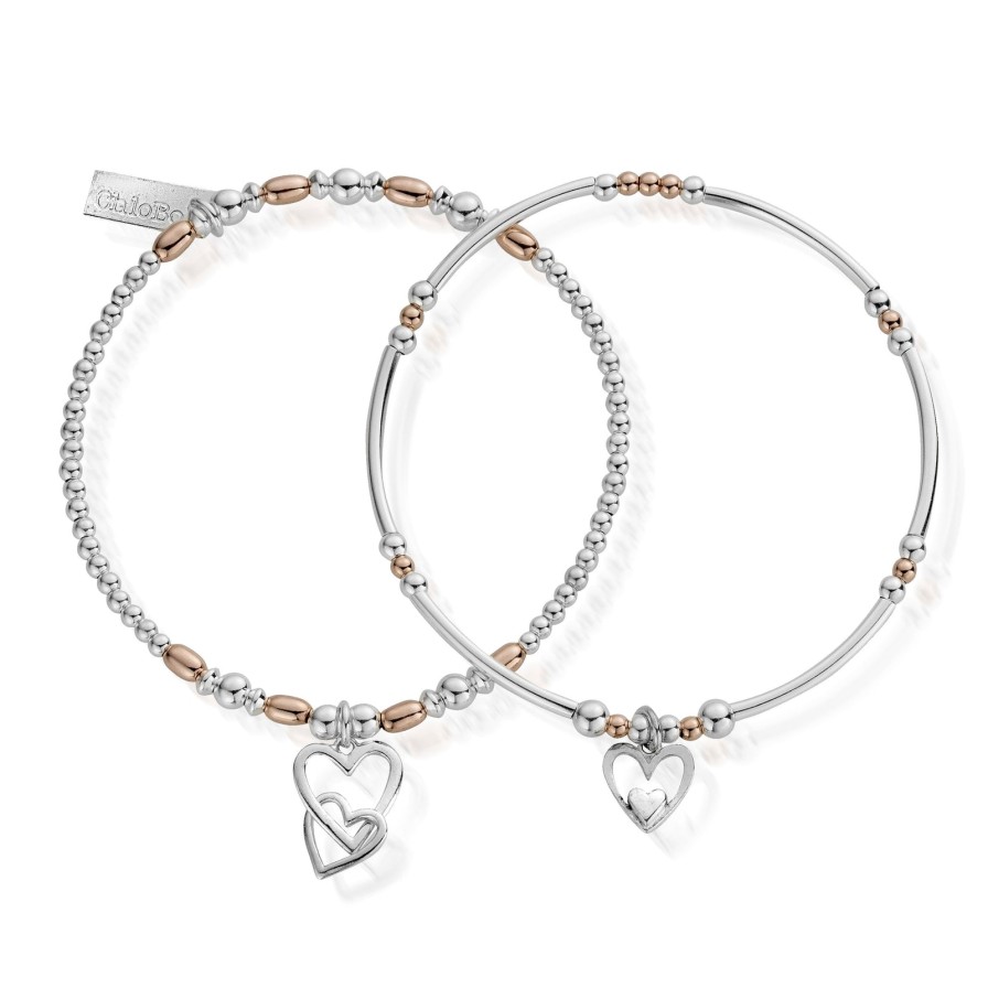 ChloBo Chlobo Double Heart Bracelet Set - Two Tone Online