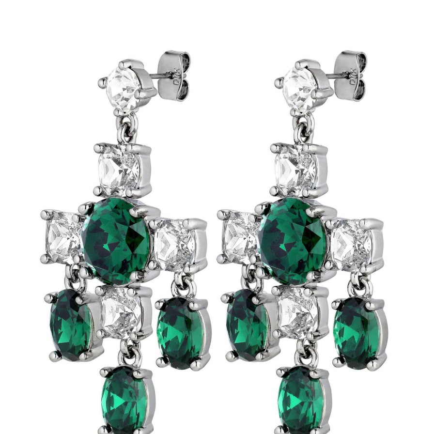 Dyrberg Kern Dyrberg Kern Leonora Silver Statement Drop Earrings - Green Online