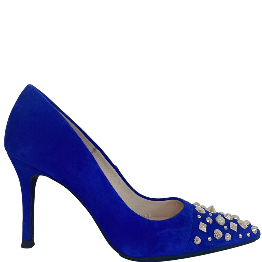 Lodi Lodi Sompo Blue Suede Studded Stilettos Clearance