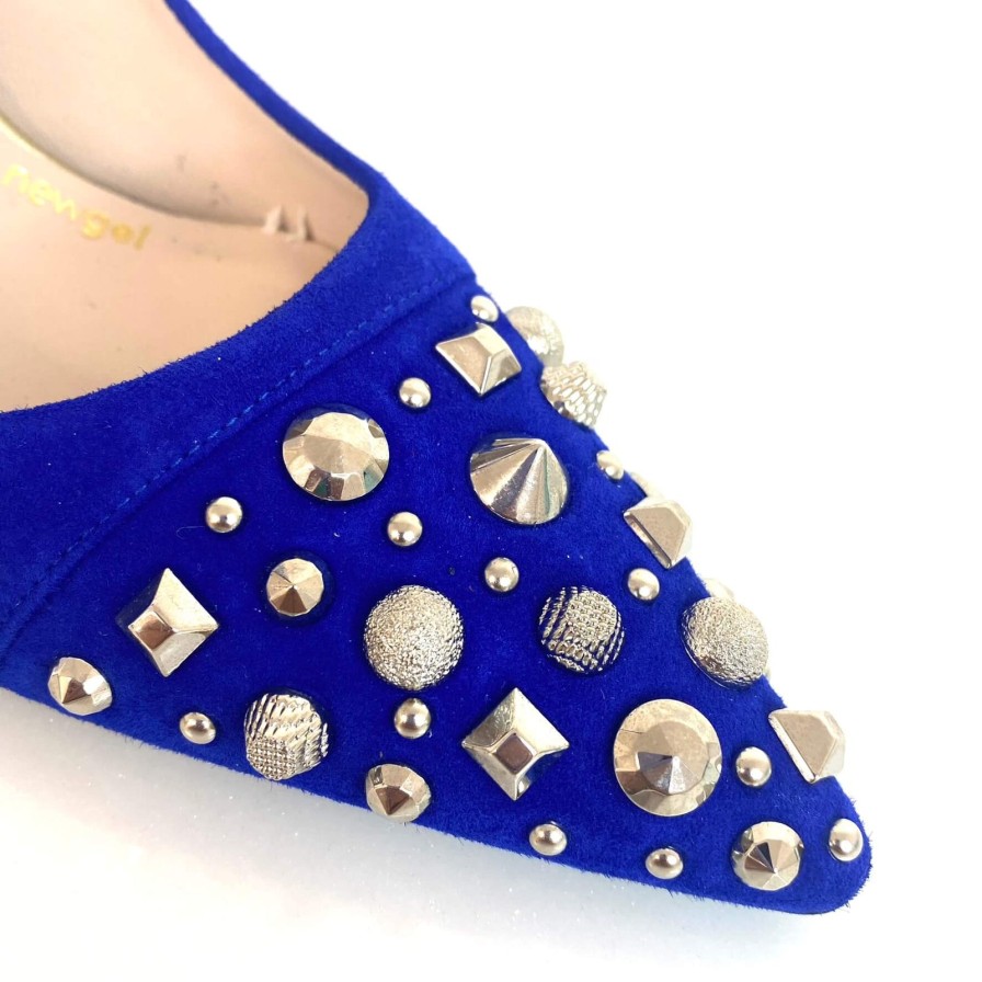 Lodi Lodi Sompo Blue Suede Studded Stilettos Clearance