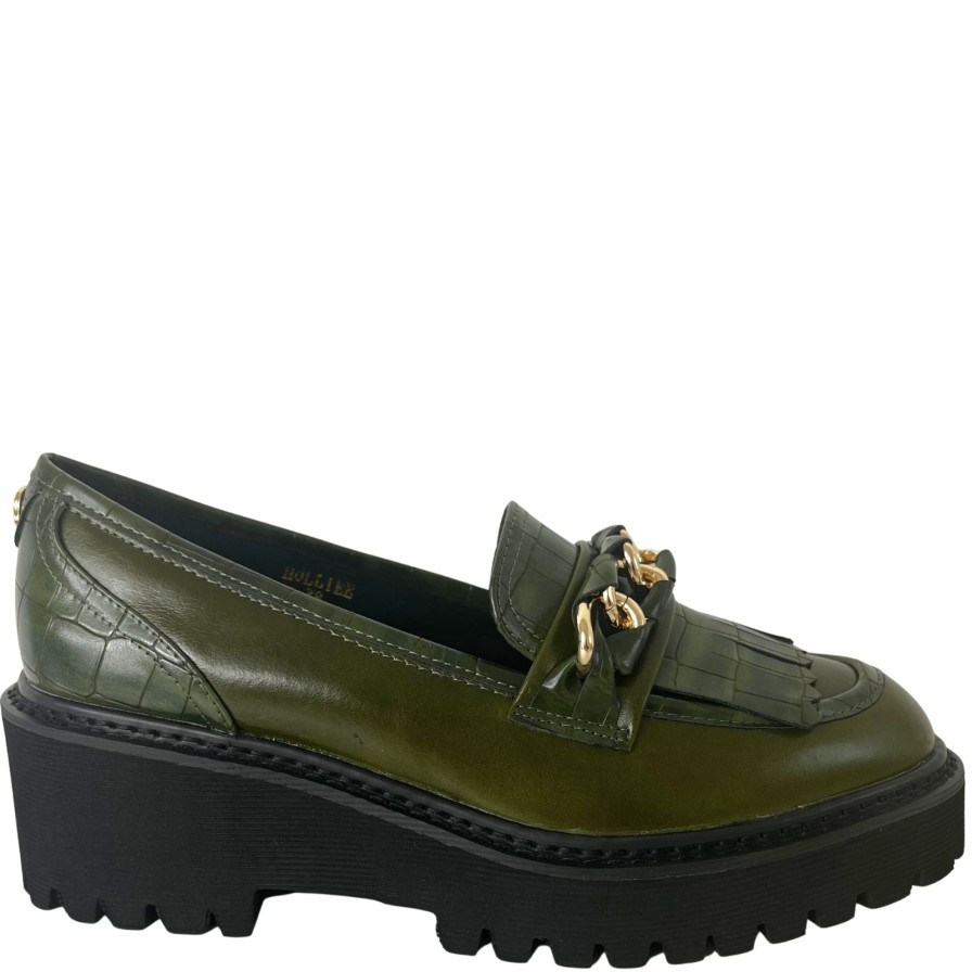 Moda In Pelle Moda In Pelle Holliee Green Leather Chunky Loafers New