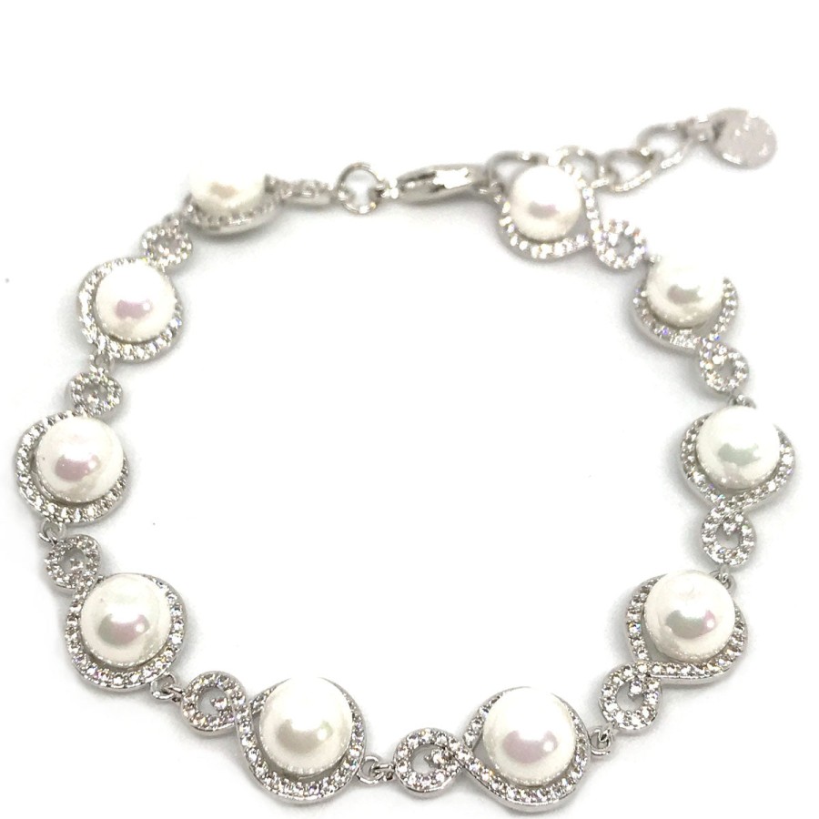 Absolute Absolute Silver Pearl Twist Halo Bracelet Clearance