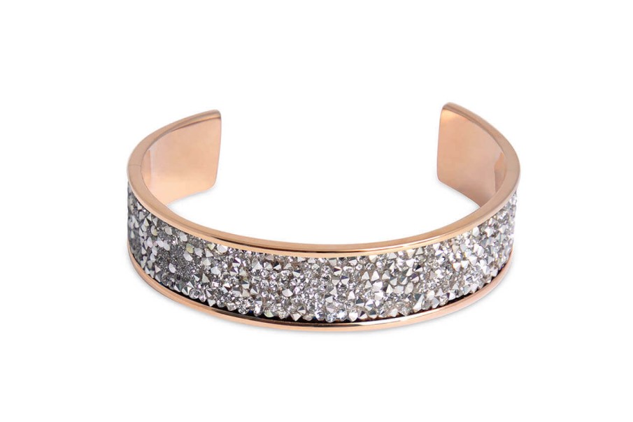 Qudo Qudo Tirano Rose Gold Bangle - Clear Crystal Clearance