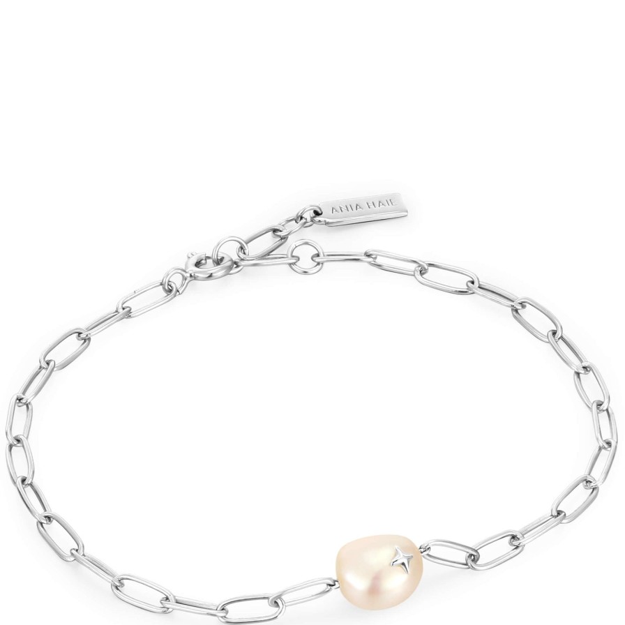 Ania Haie Ania Haie Pearl Sparkle Chunky Chain Silver Bracelet Wholesale