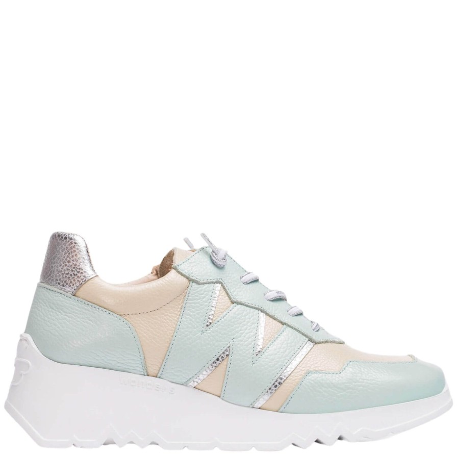 Wonders Wonders Powder Blue & Putty Leather Raised Sole Sneakers Best