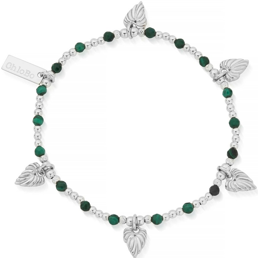 ChloBo Chlobo Leaf Heart Malachite Bracelet New