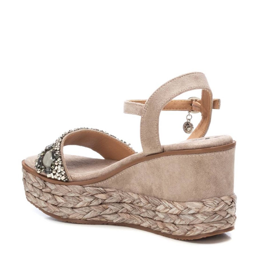 XTI Xti Beige Beaded Wedge Sandals Clearance