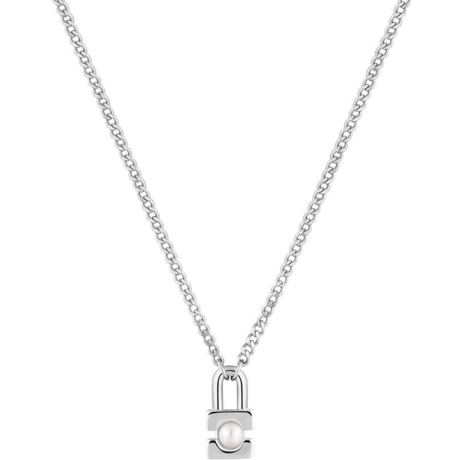 Ania Haie Ania Haie Modern Muse Silver Pearl Padlock Necklace Online