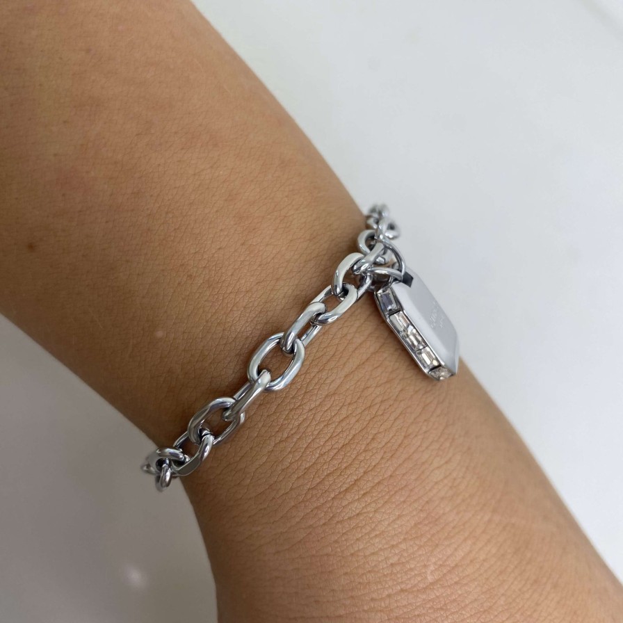 Guess Guess Forzatina Chunky Link Charm Silver Bracelet Clearance