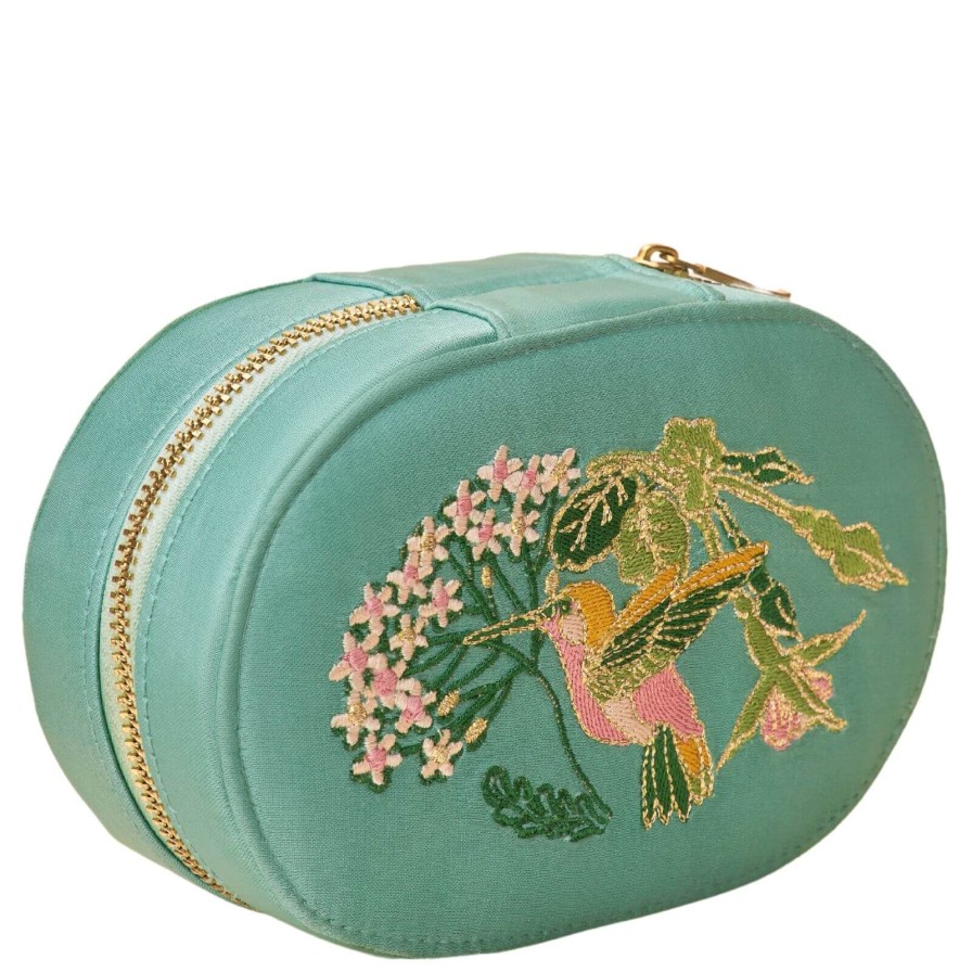 Powder Powder Hummingbird Aqua Oval Jewellery Box Clearance