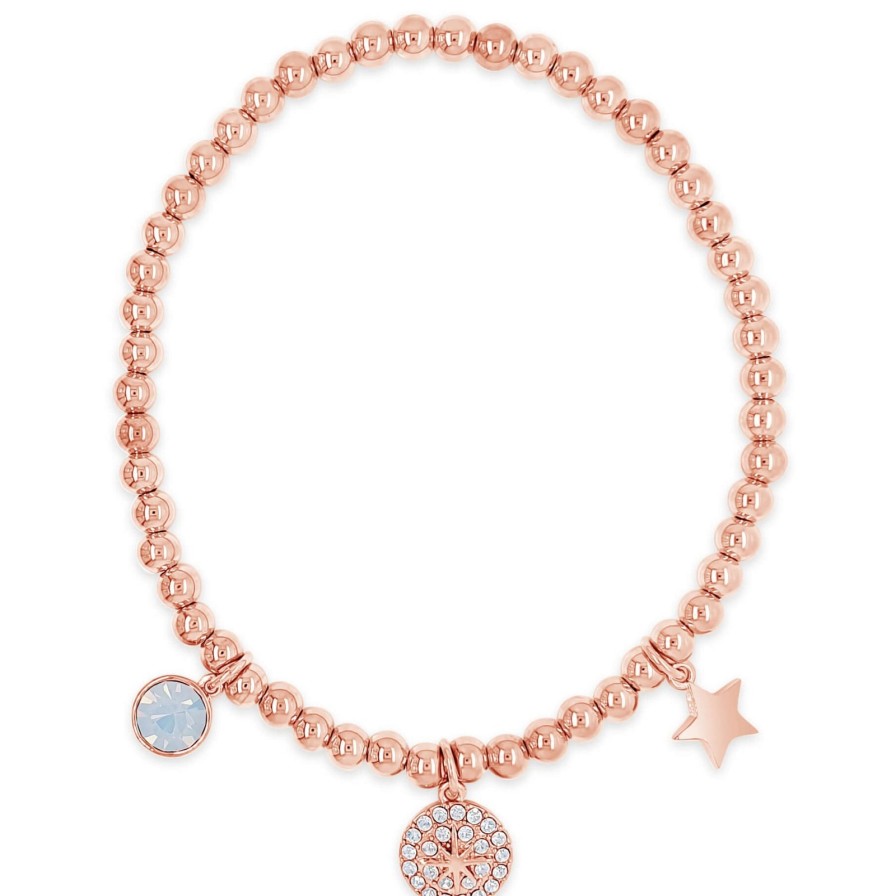 Absolute Absolute Rose Gold & White Opal Bead Bracelet Online