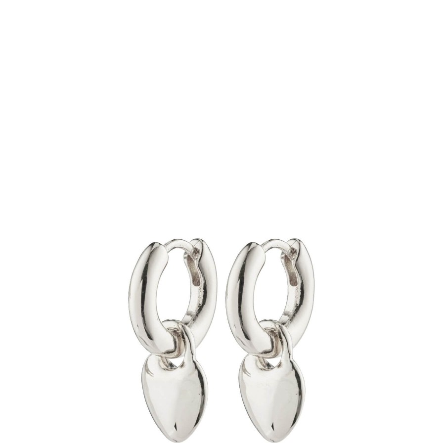 Pilgrim Pilgrim Sophia Silver Heart Charm Hoop Earrings Online