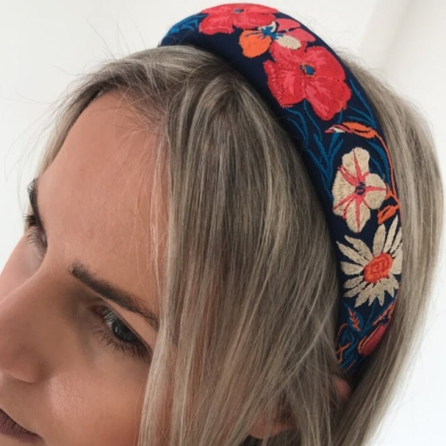 Powder Powder Country Garden Navy Padded Headband Hot