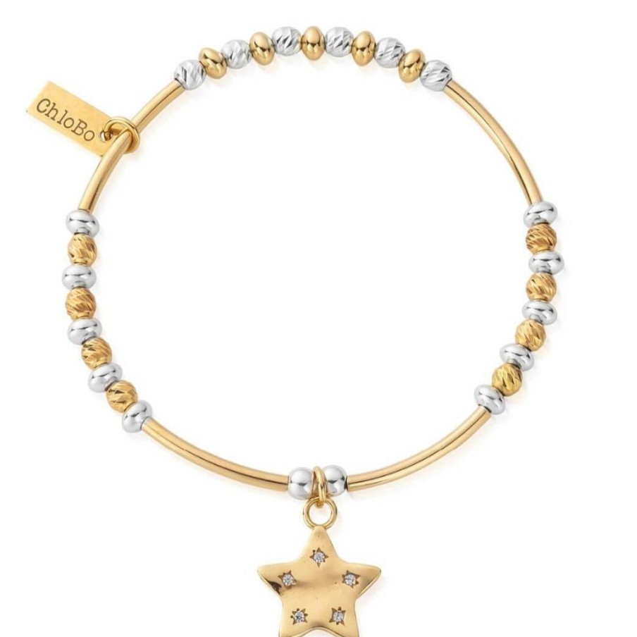 ChloBo Chlobo Sparkle Star Bracelet - Gold & Silver New