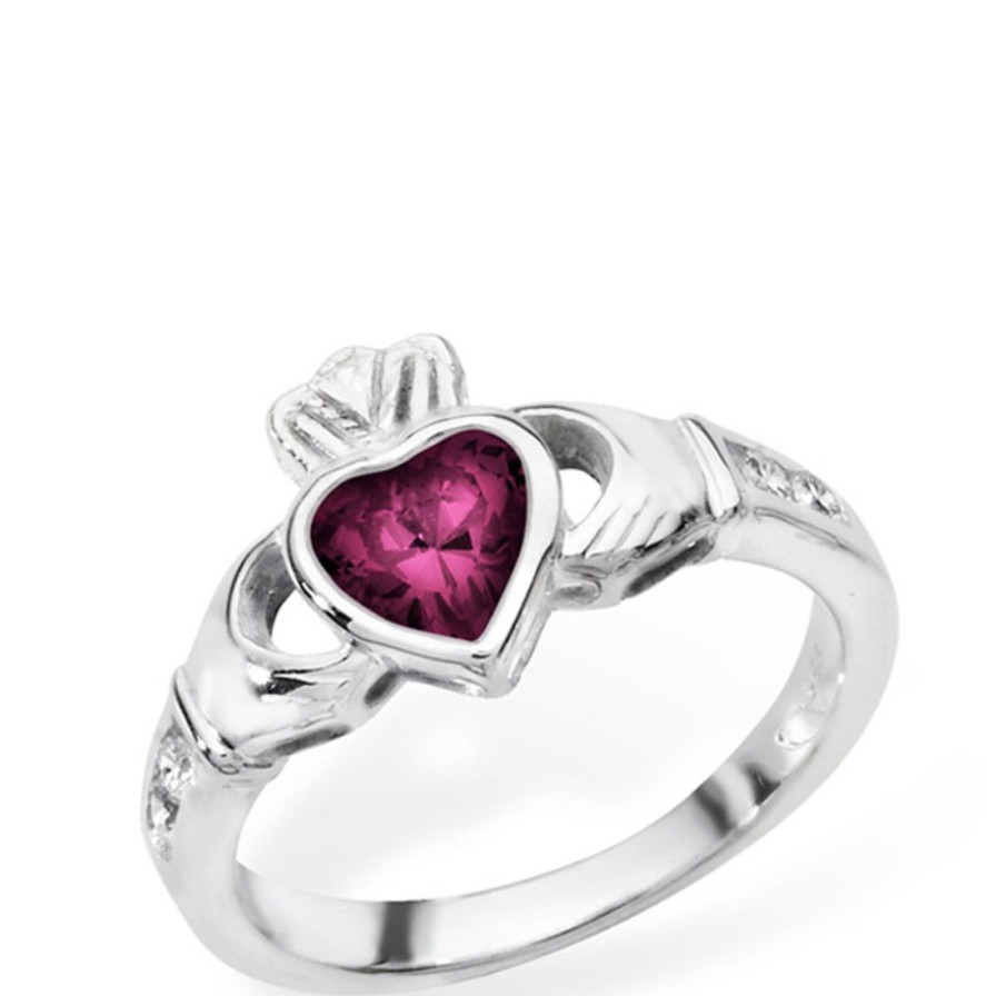 Bejeweled At Soul Sterling Silver Claddagh Birthstone Ring - February New