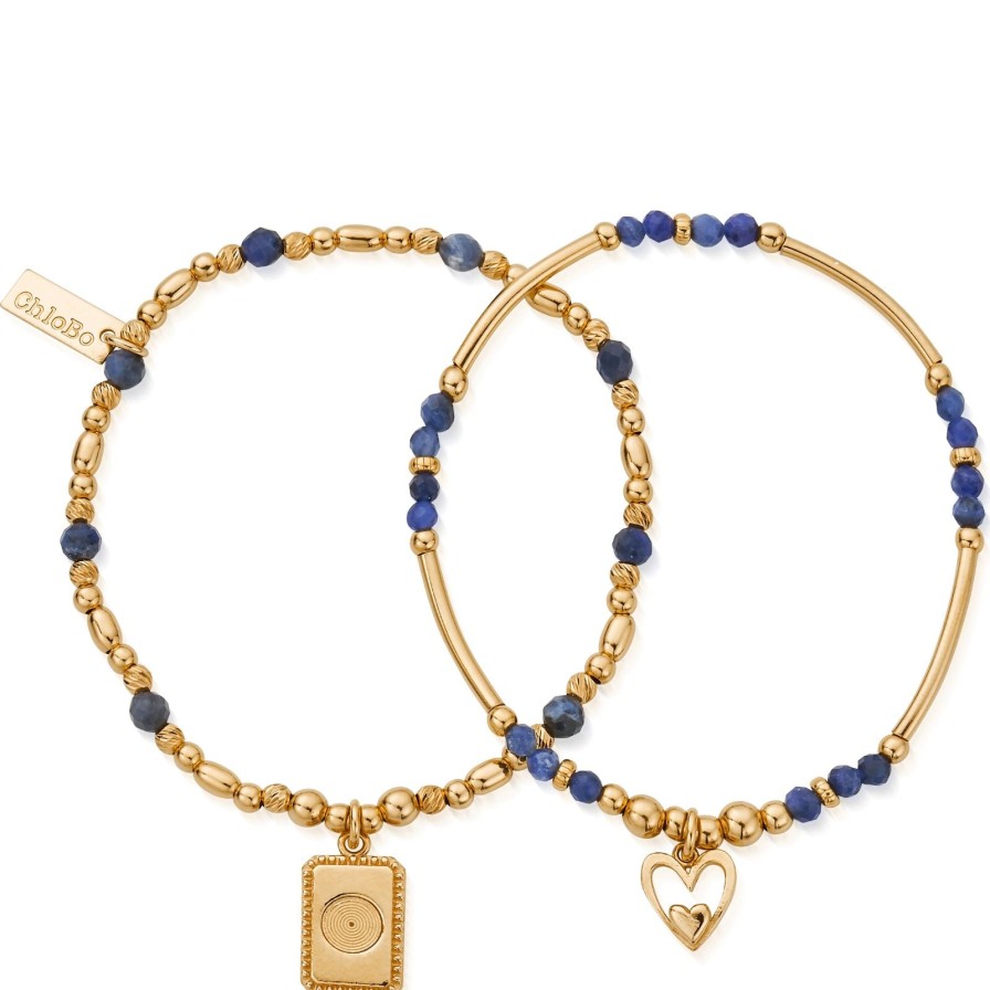 ChloBo Chlobo Celebrate Sodalite Bracelet Set - Gold Clearance