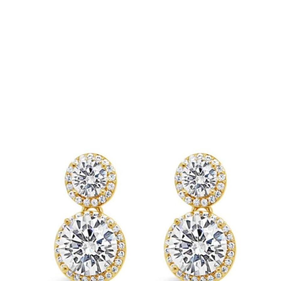 Absolute Absolute Gold Double Halo Drop Earrings Best