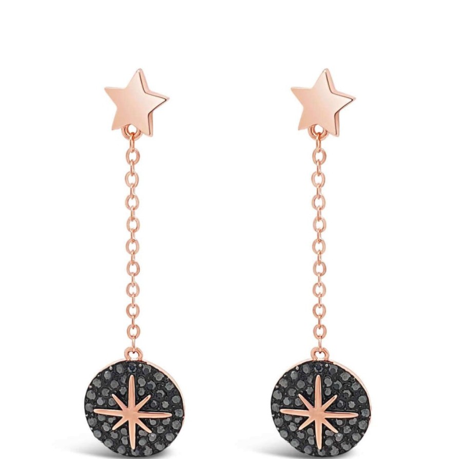 Absolute Absolute Rose Gold Gun Metal Star Disc Drop Earrings Best