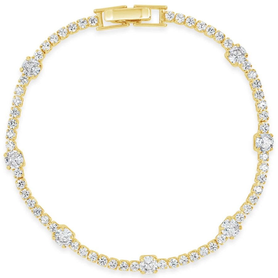 Absolute Absolute Gold & Clear Crystal Dainty Tennis Bracelet Wholesale