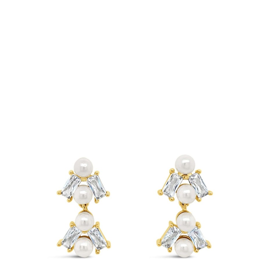 Absolute Absolute Gold Pearl Baguette Stud Earrings Hot