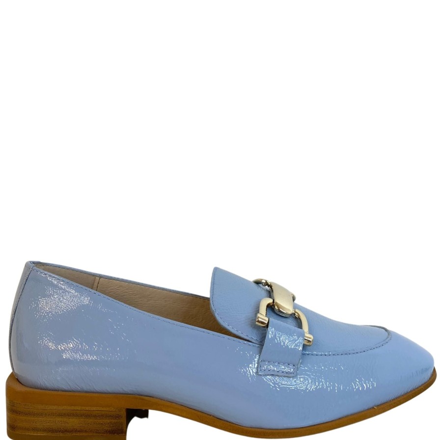 Wonders Wonders Pale Blue Patent Leather Slip On Loafers Clearance