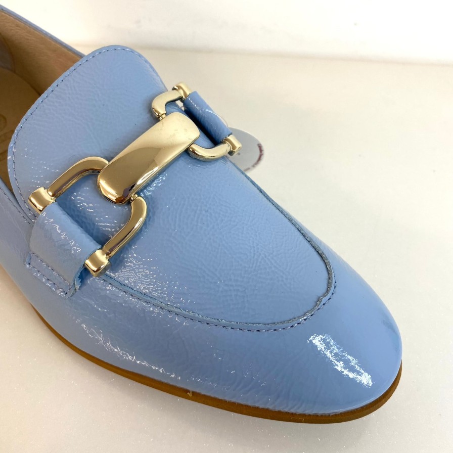 Wonders Wonders Pale Blue Patent Leather Slip On Loafers Clearance