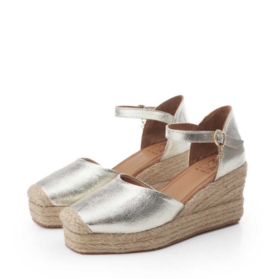 Moda In Pelle Moda In Pelle Galiana Champagne Leather Wedge Shoes Hot