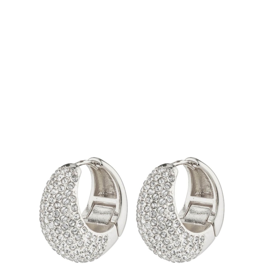 Pilgrim Pilgrim Naomi Silver Chunky Crystal Hoop Earrings Clearance