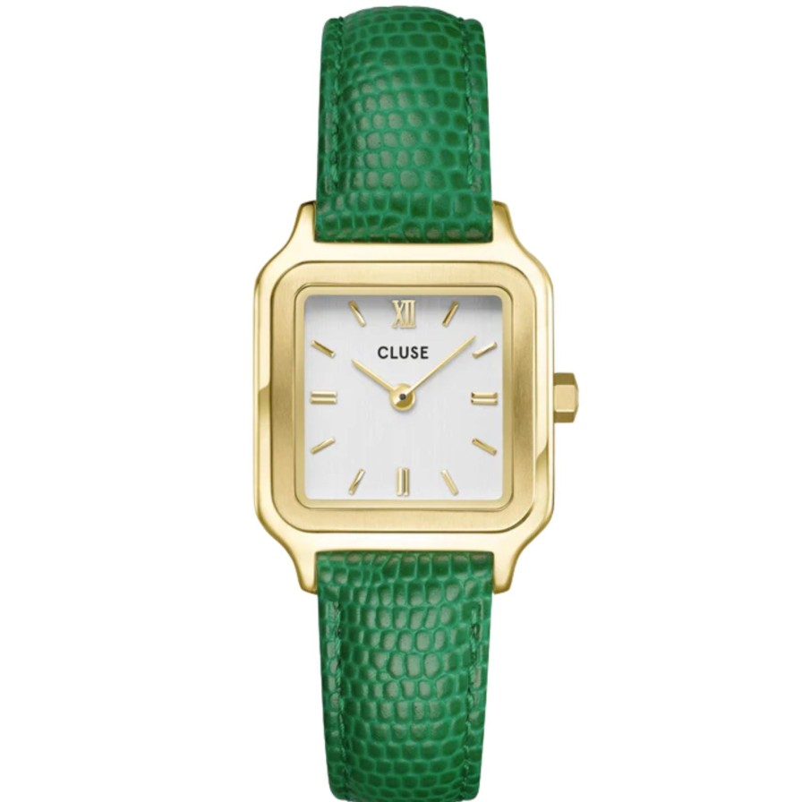 Cluse Cluse Gracieuse Petite Green Leather Strap Gold Watch Best