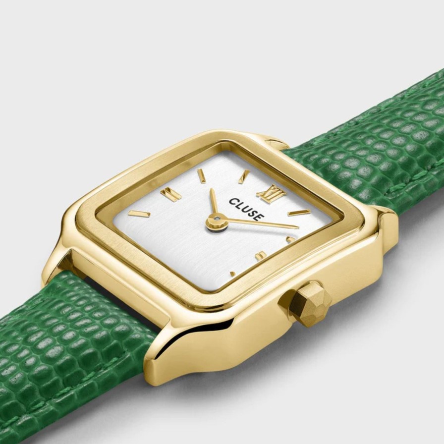 Cluse Cluse Gracieuse Petite Green Leather Strap Gold Watch Best