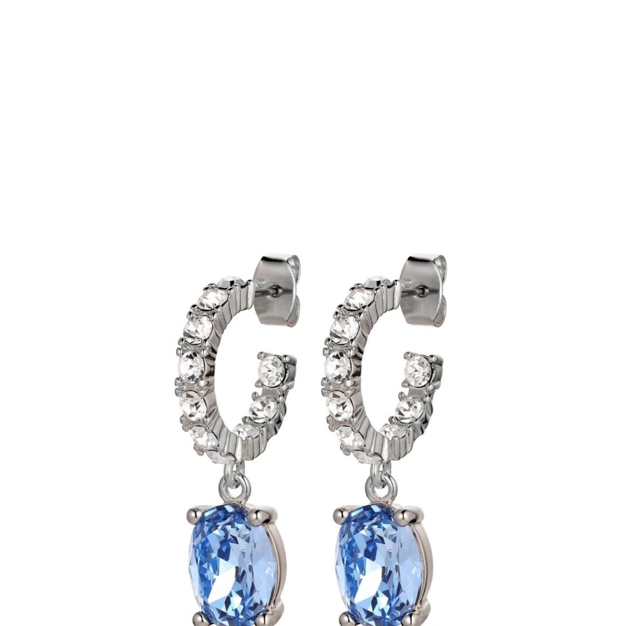 Dyrberg Kern Dyrberg Kern Barbara Silver Hoop Charm Earrings - Light Blue Online