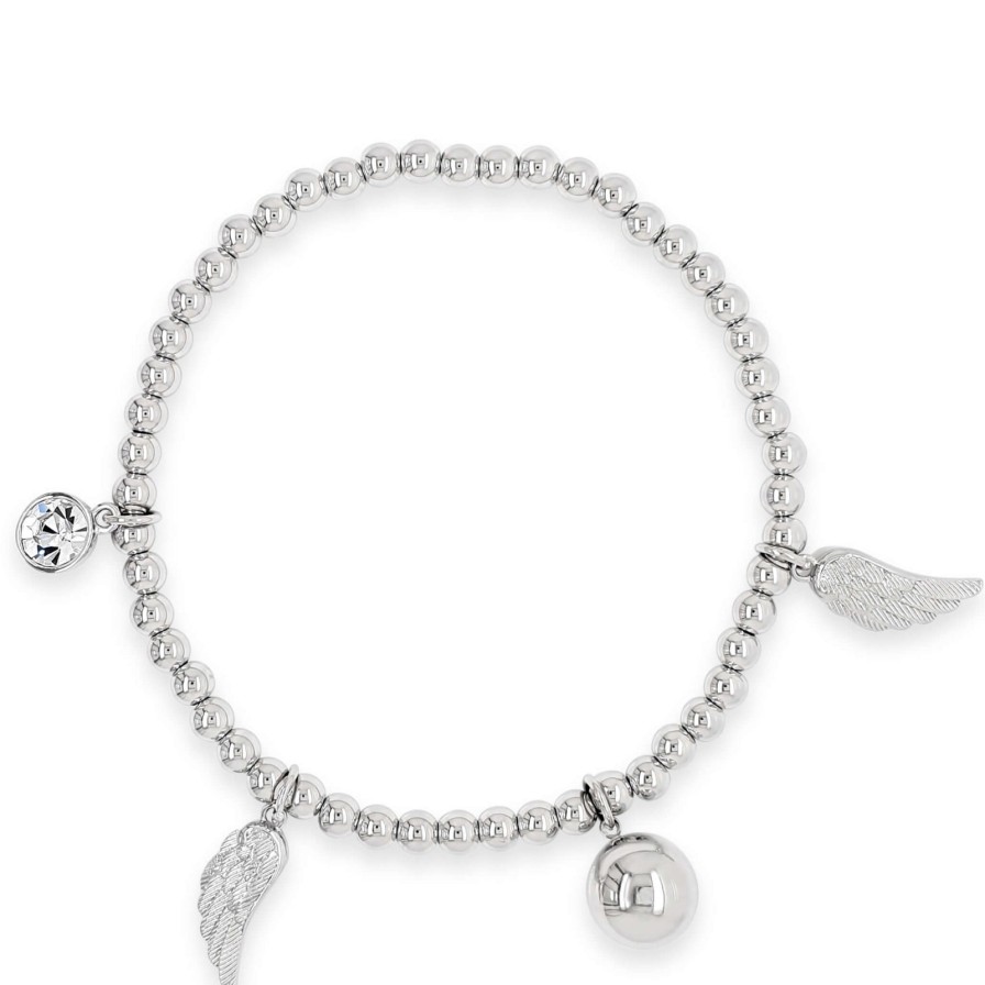 Absolute Absolute Silver Feather Bead Bracelet Wholesale