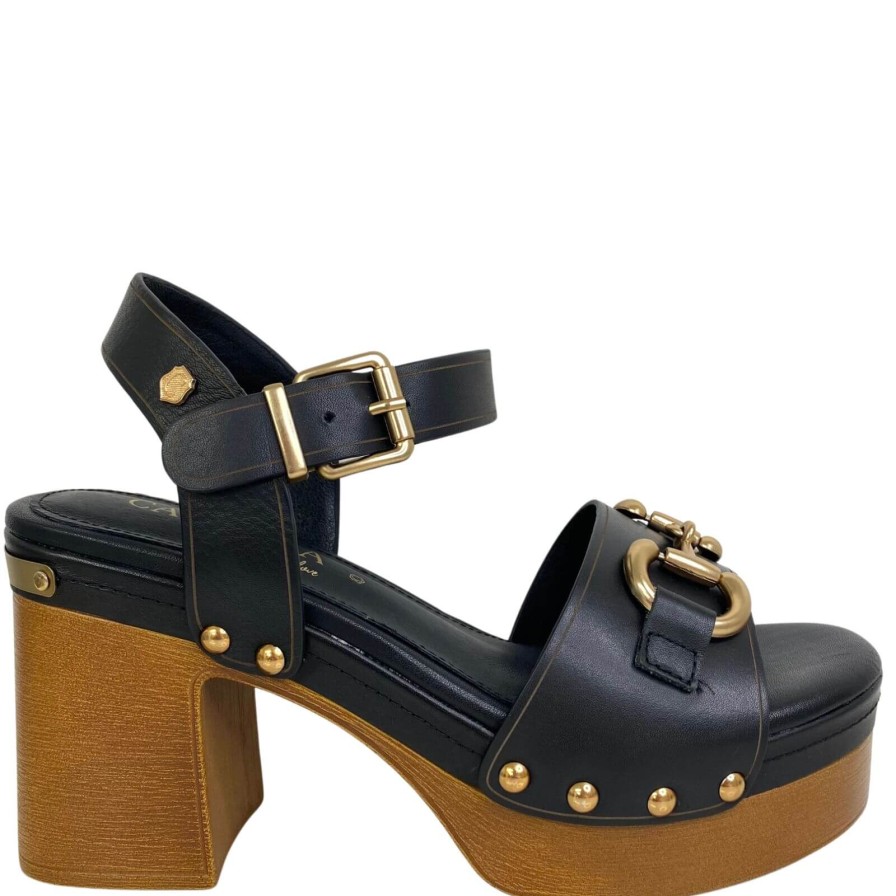 Carmela Carmela Black Leather Platform Sandals Best