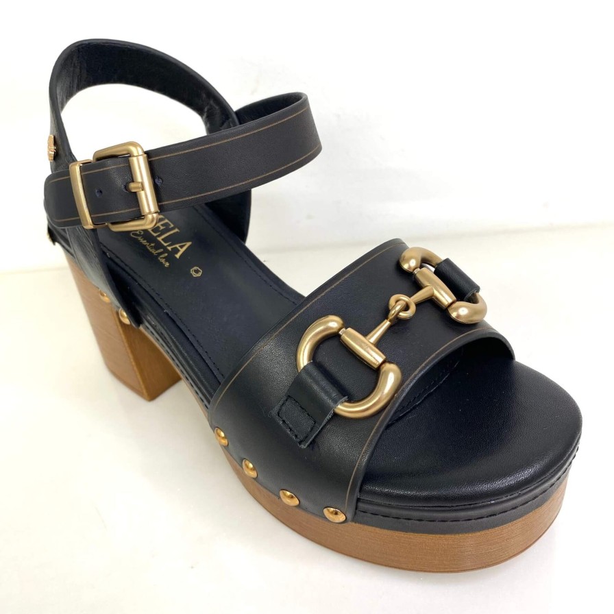 Carmela Carmela Black Leather Platform Sandals Best