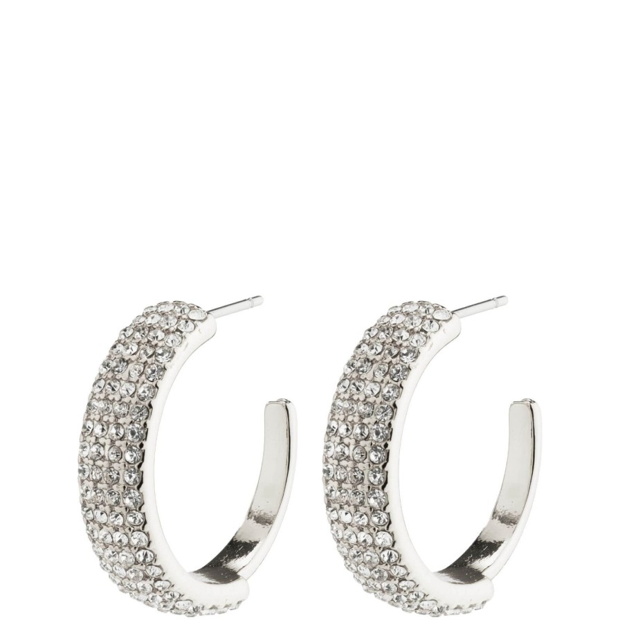 Pilgrim Pilgrim Aspen Silver Statement Crystal Hoop Earrings Hot