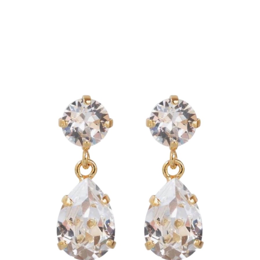 Caroline Svedbom Caroline Svedbom Gold Mini Drop Earrings - Clear Crystal New