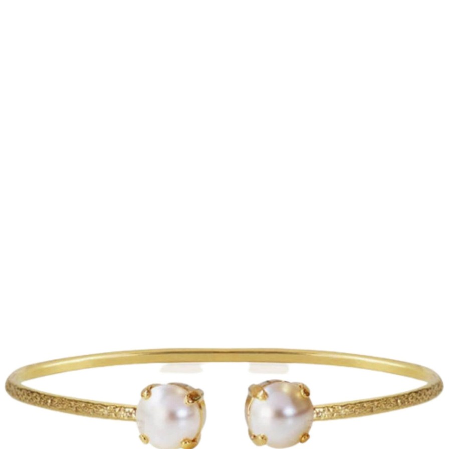 Caroline Svedbom Caroline Svedbom Gold Classic Petite Bangle - Pearl Hot