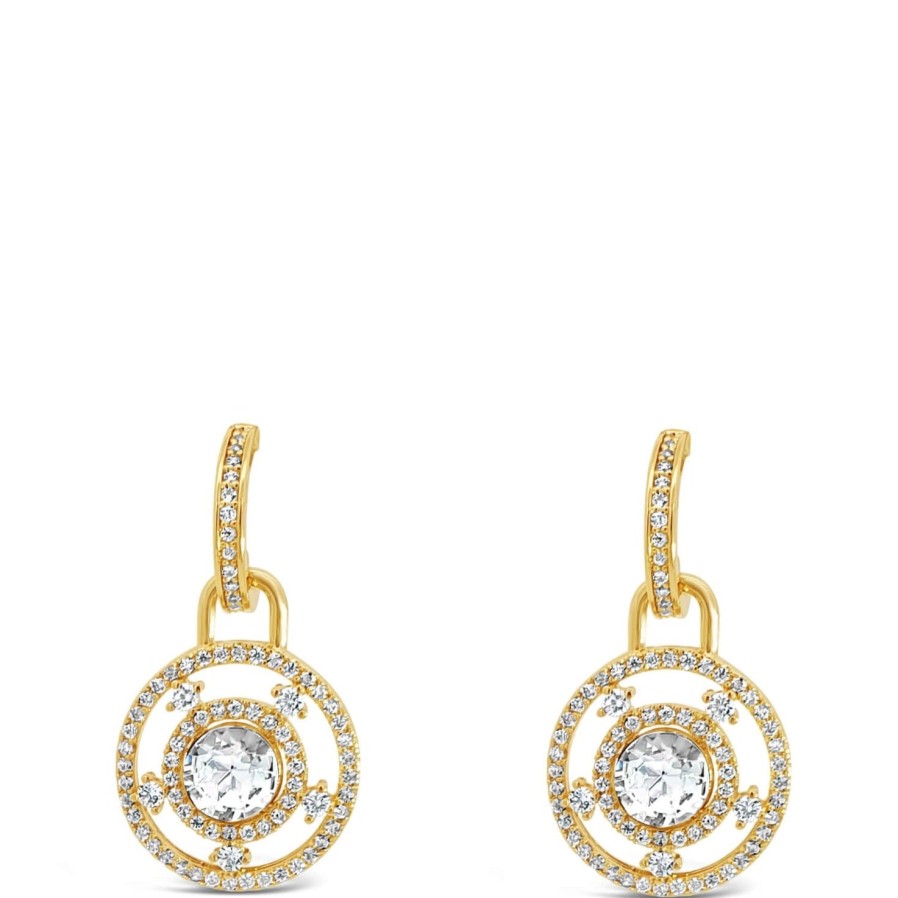 Absolute Absolute Gold & Clear Crystal Halo Drop Earrings Clearance