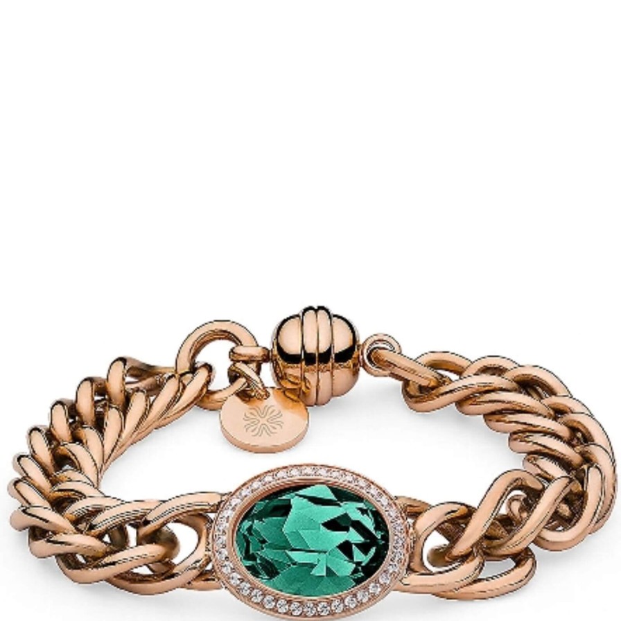 Qudo Qudo Tivola Rose Gold Bracelet - Emerald Hot