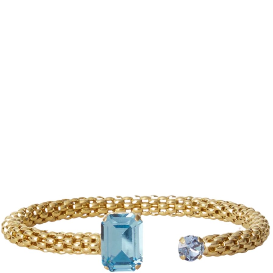 Caroline Svedbom Caroline Svedbom Gold Daria Rope Bangle - Aquamarine Light Sapphire Wholesale