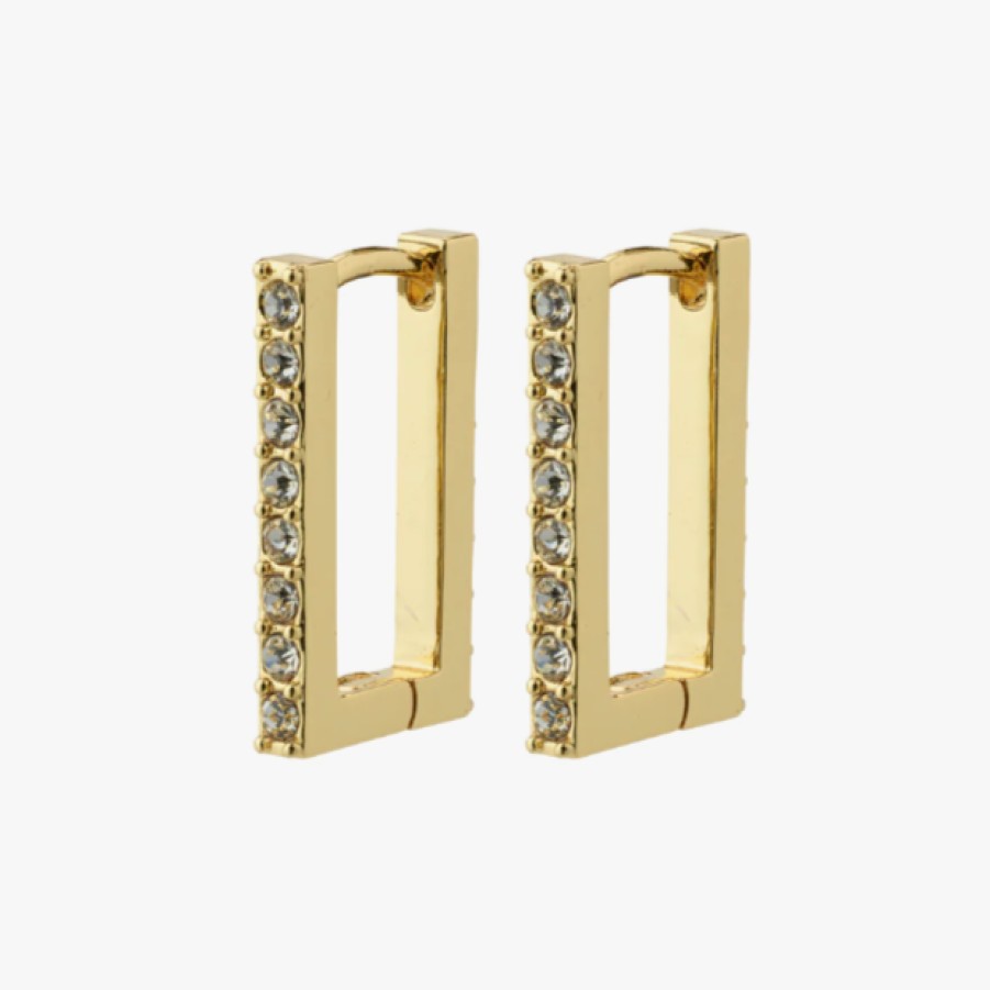 Pilgrim Pilgrim Coby Gold Square Crystal Hoop Earrings Clearance